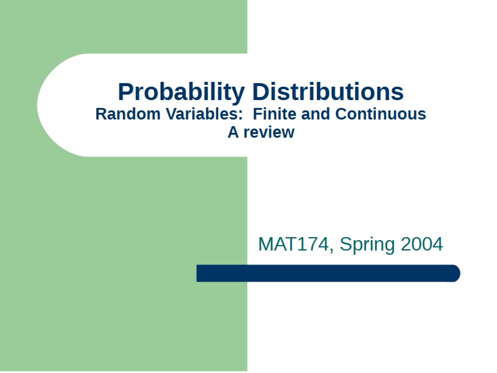Distributions of Probability