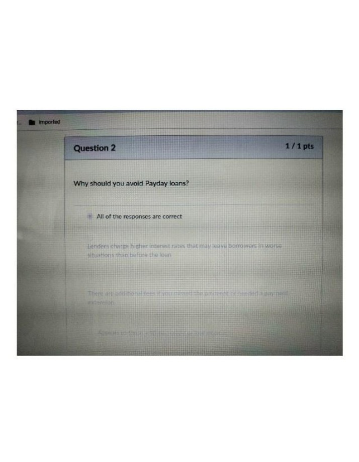 Quiz on the Risks of Payday Loans