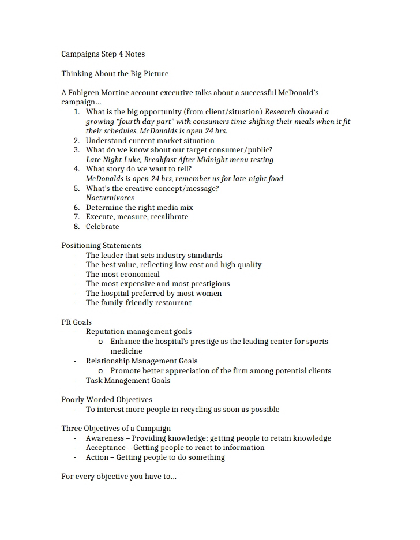 Step 4 Campaign Notes