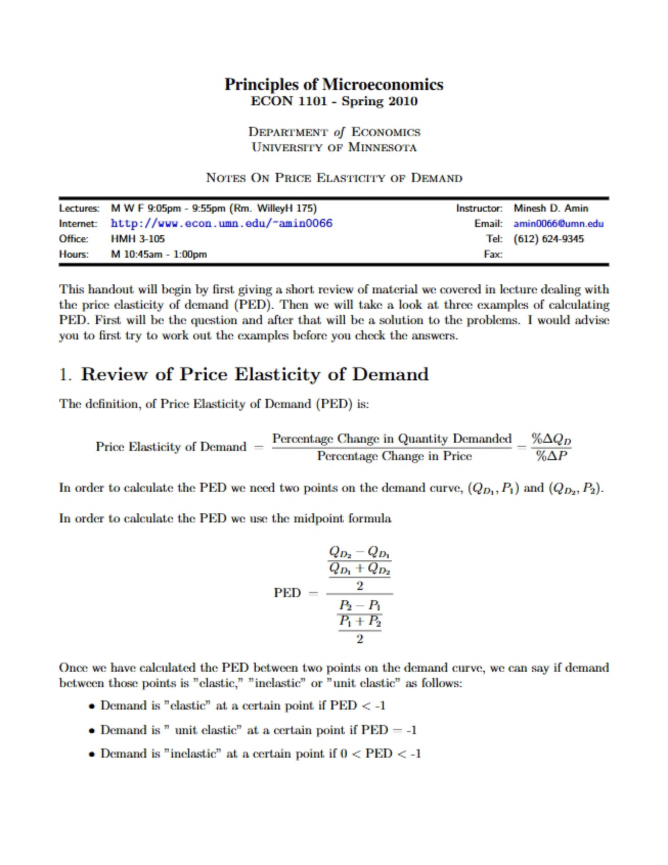 Demand Price Elasticity Review