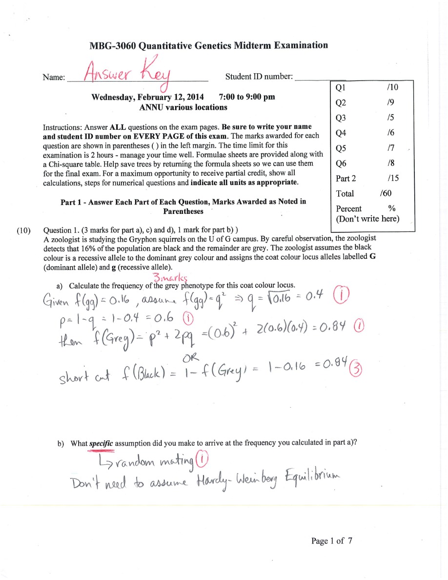 MBG-3060 Midterm Exam Answer Key