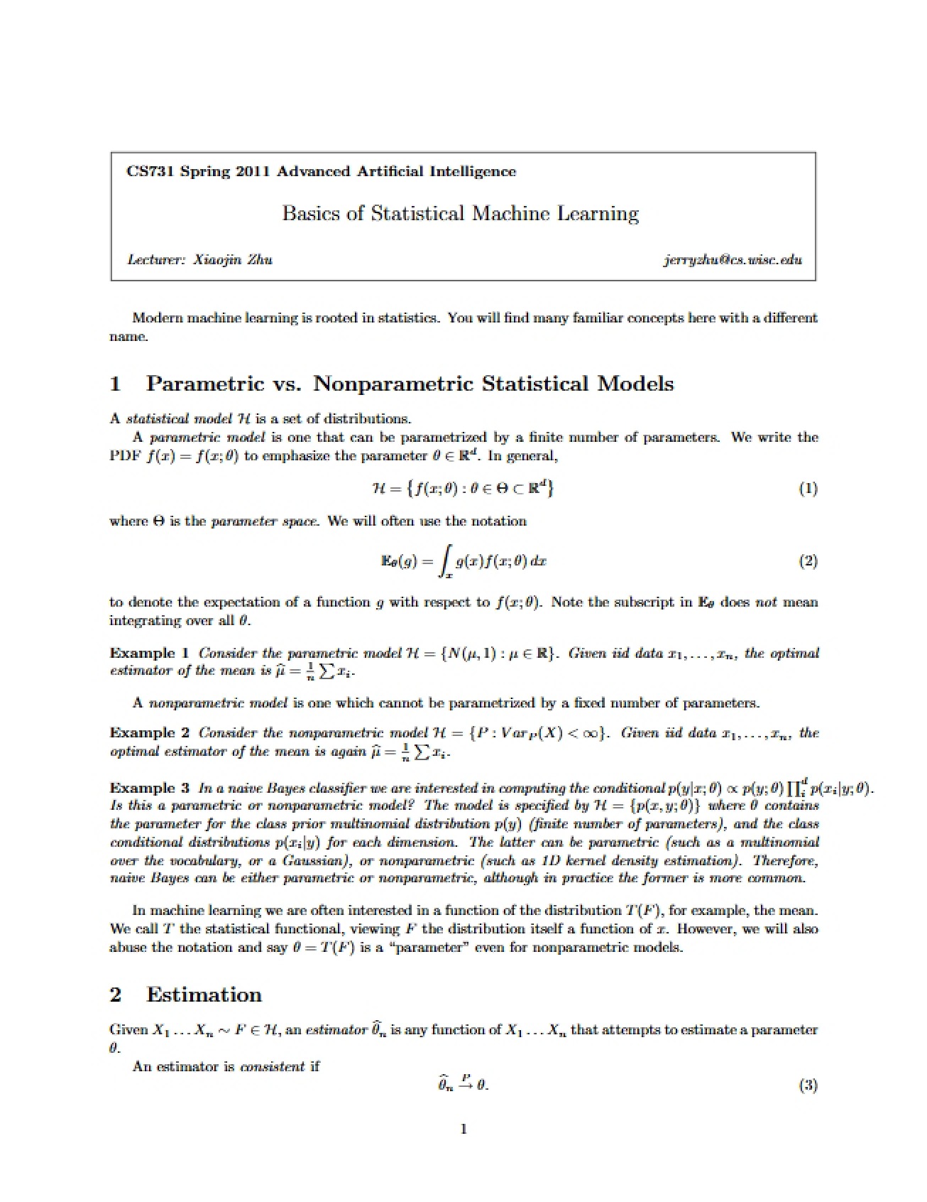 Statistical Machine Learning Fundamentals