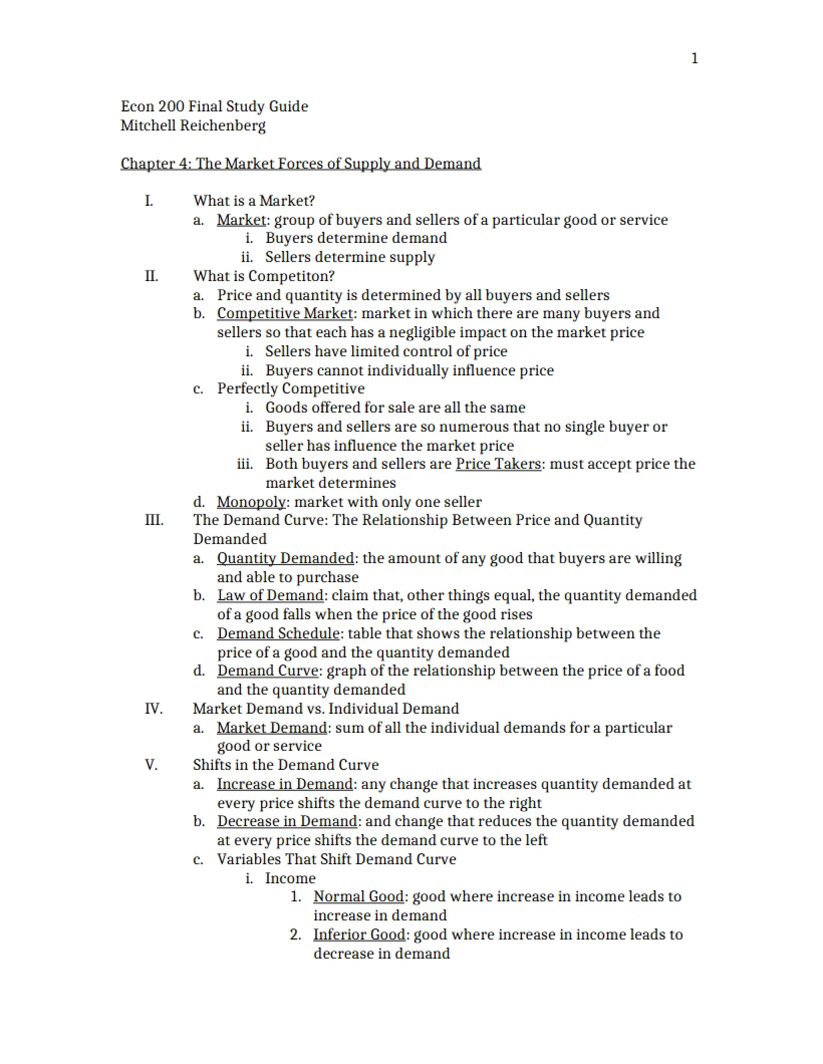 Supply and Demand Market Forces - Ch 4