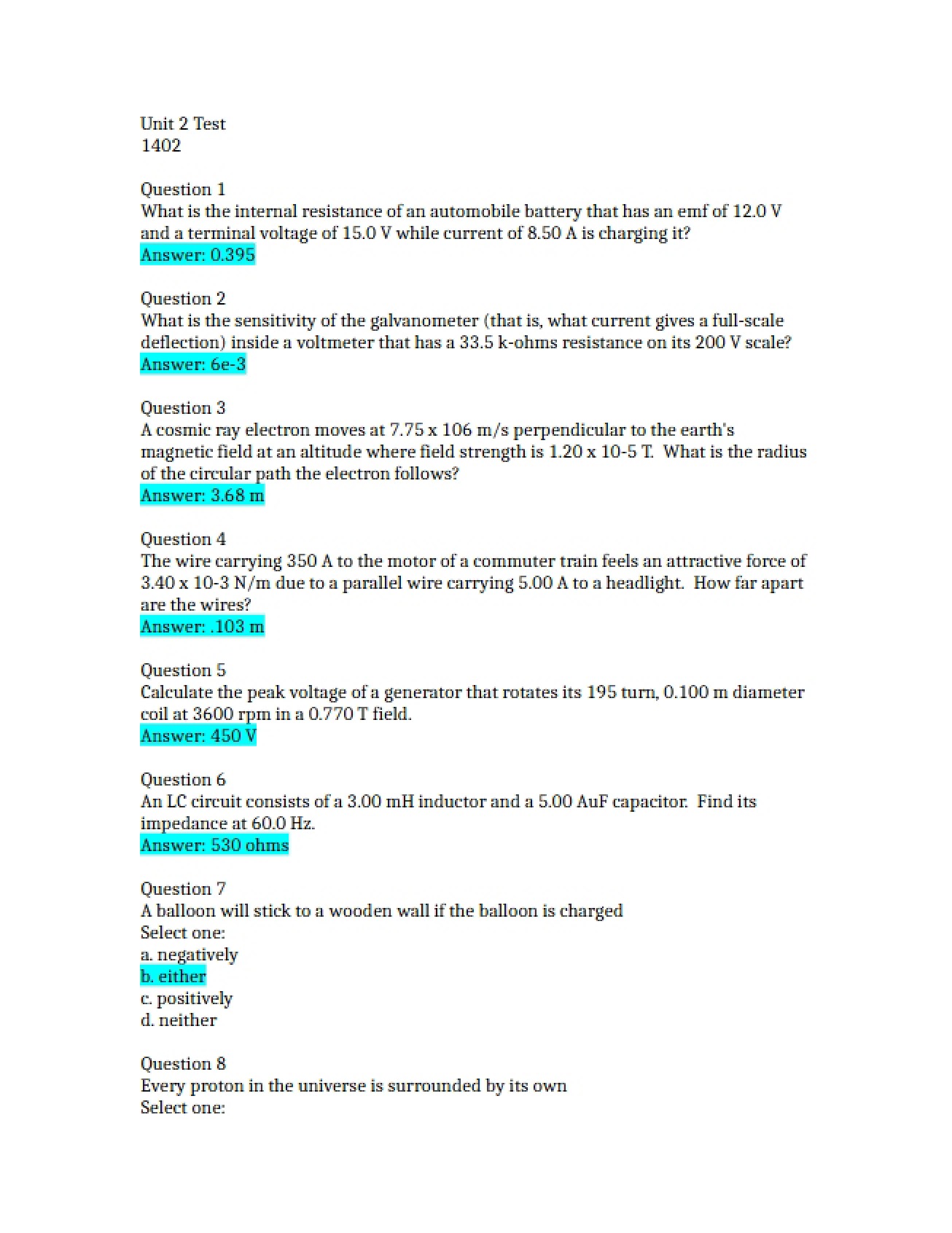 Unit 2 Test