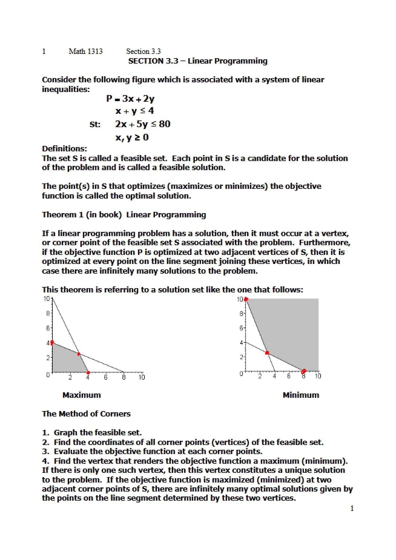 Section 3.3 Linear Programming