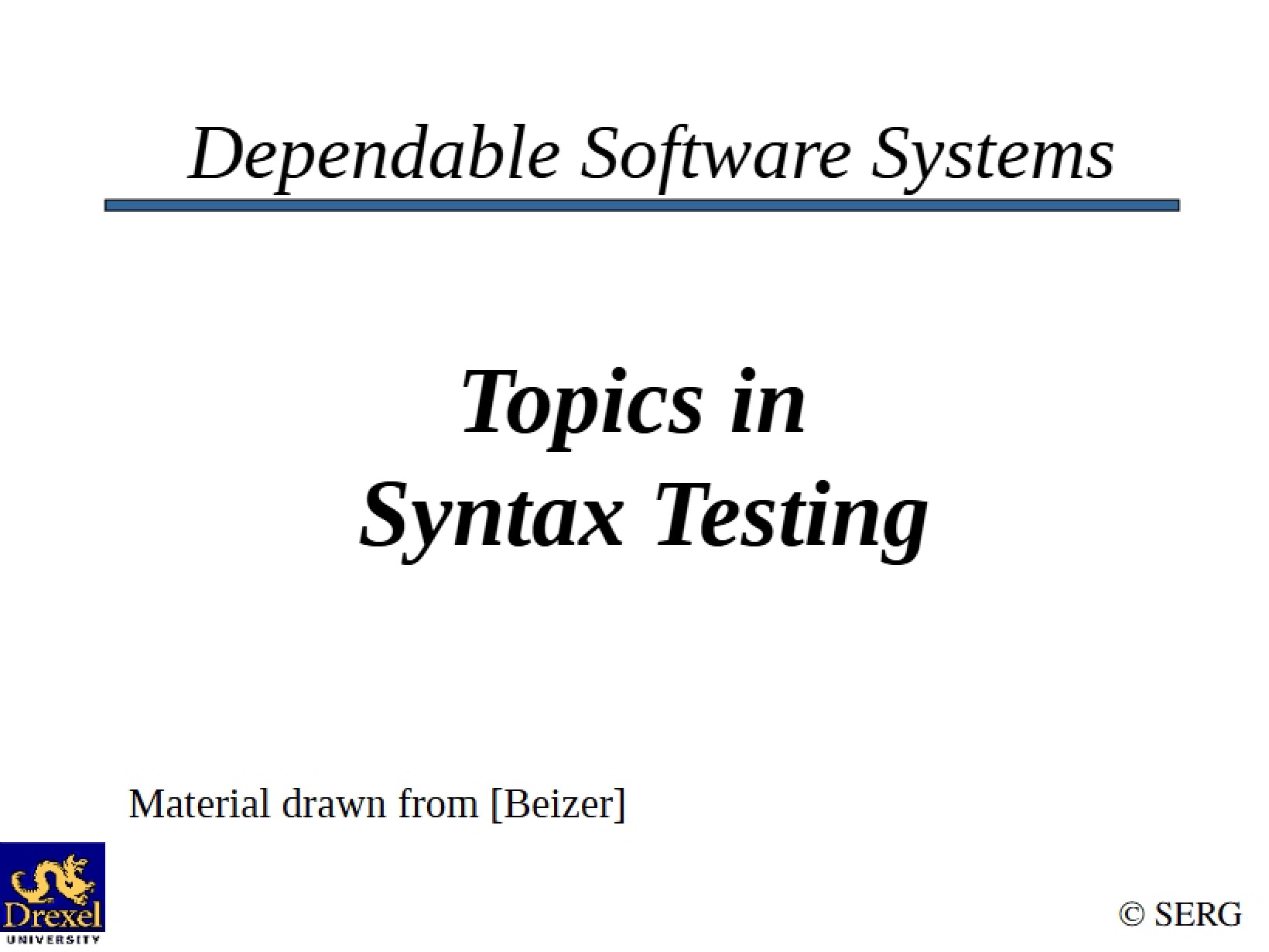 Syntax Testing Key Topics