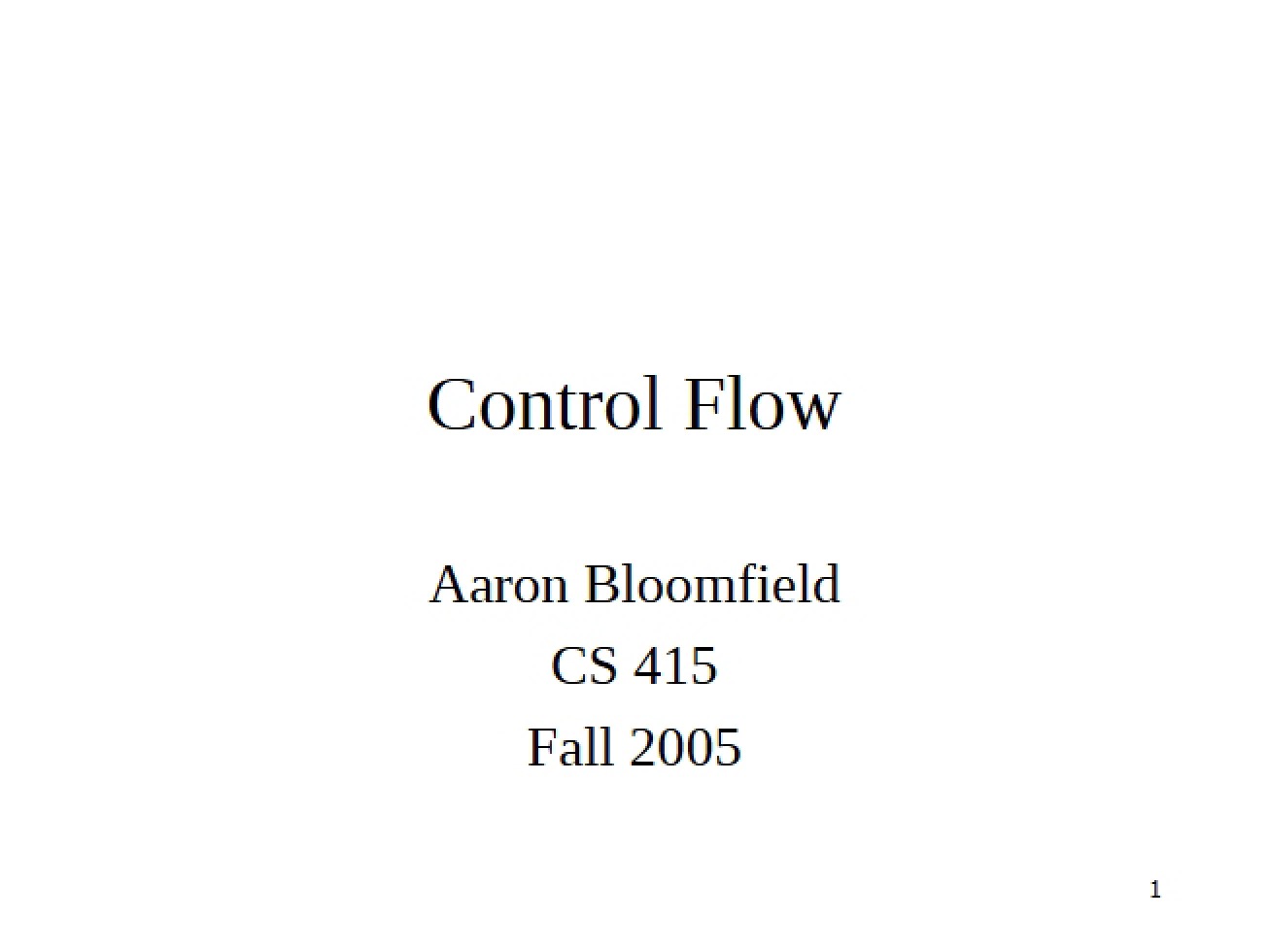 Flow of Control