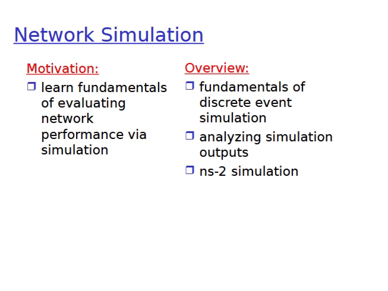 Network Simulation
