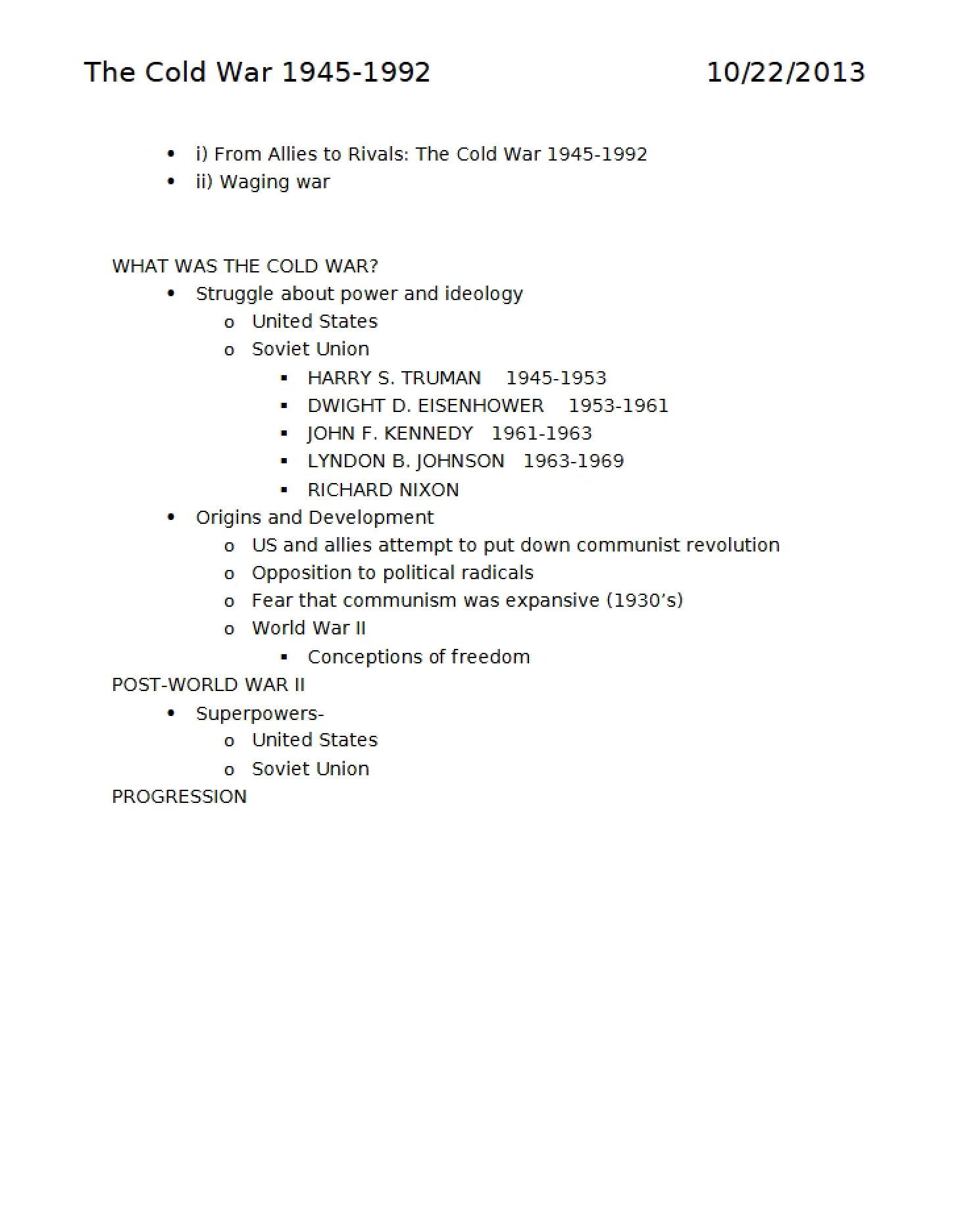 1945-1992 The Cold War