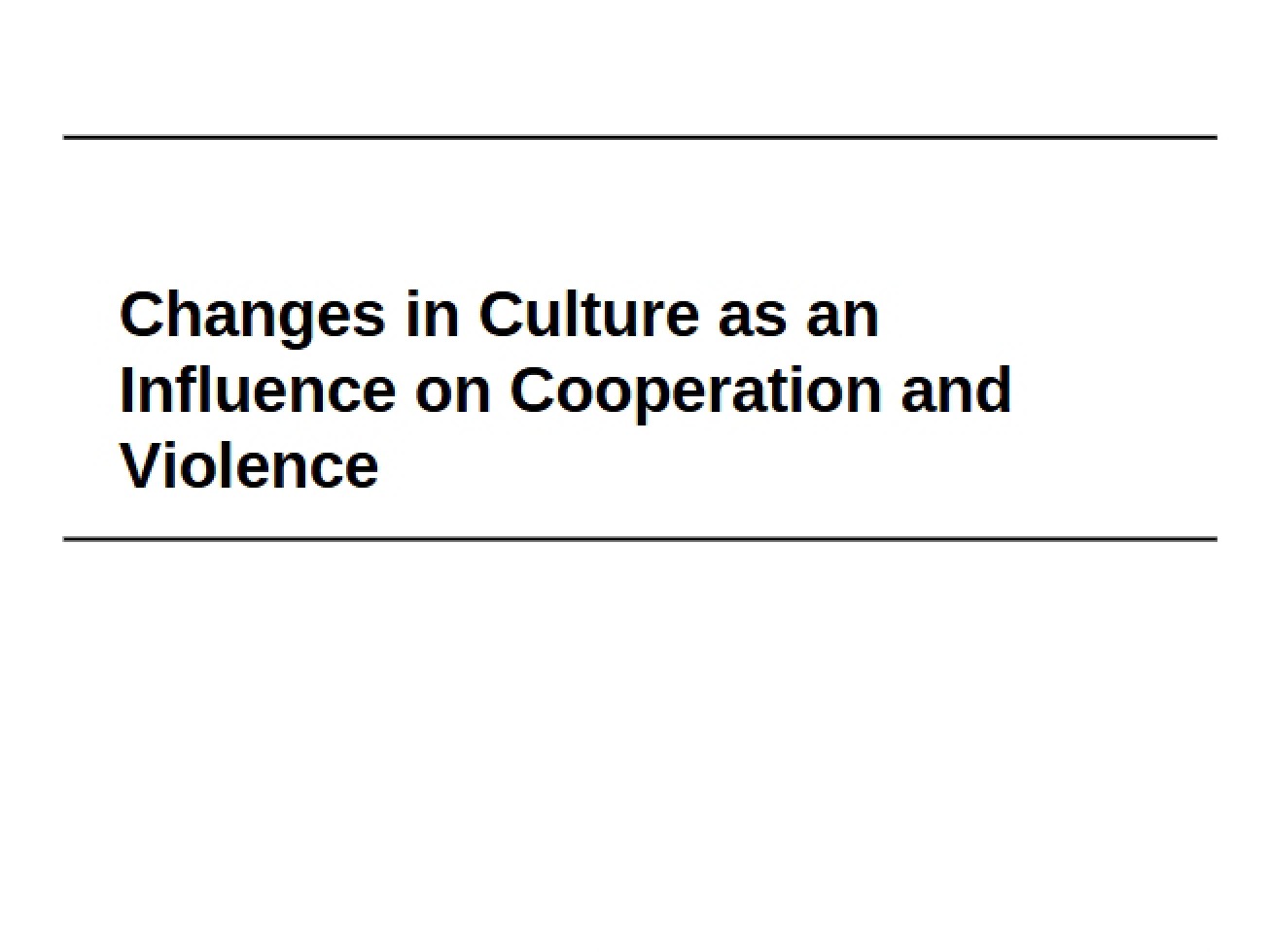 Cultural Changes