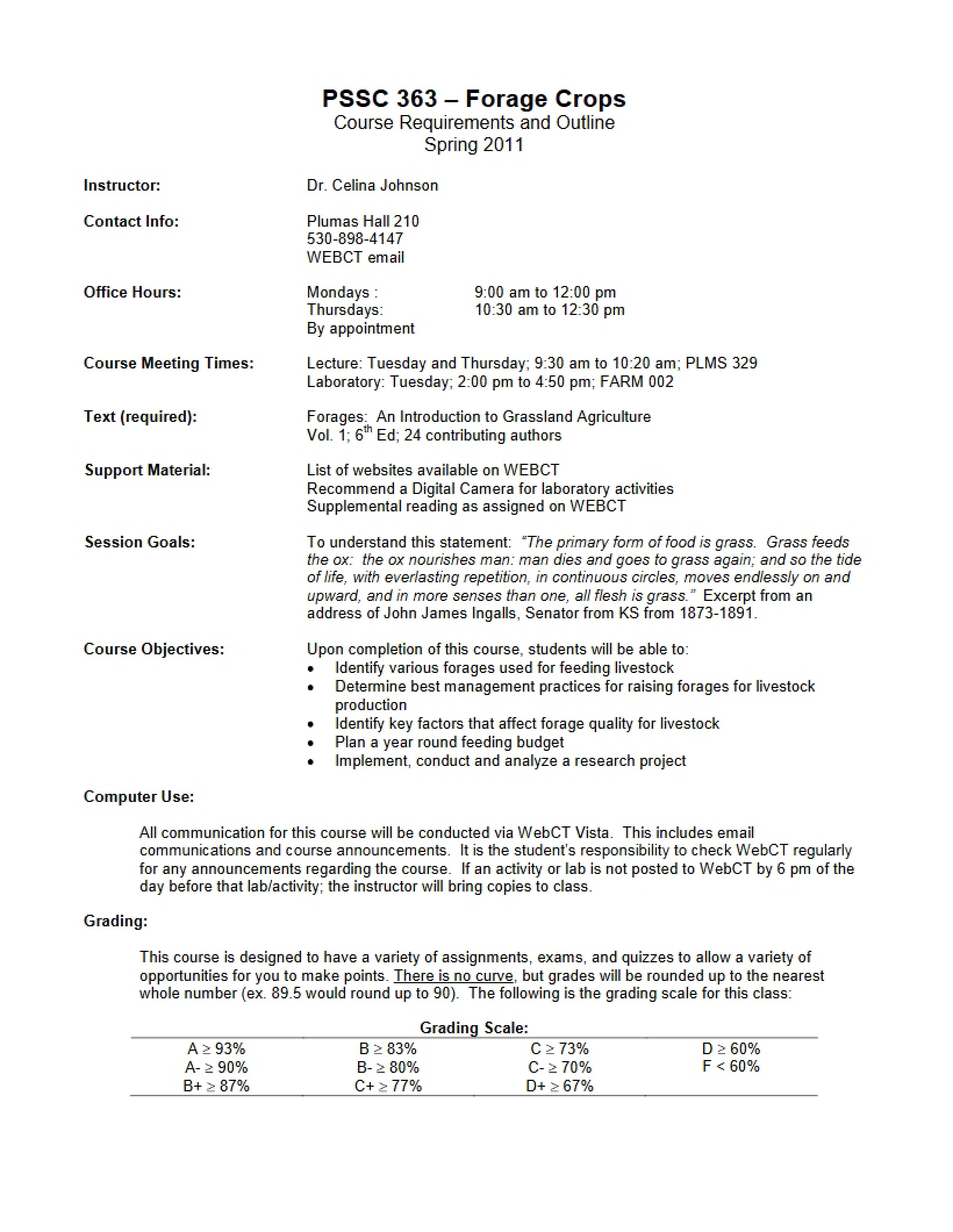 Syllabus Forage Crops
