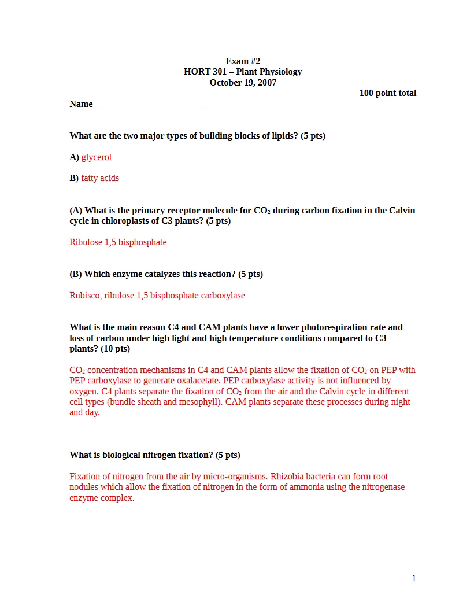 Examination Two
