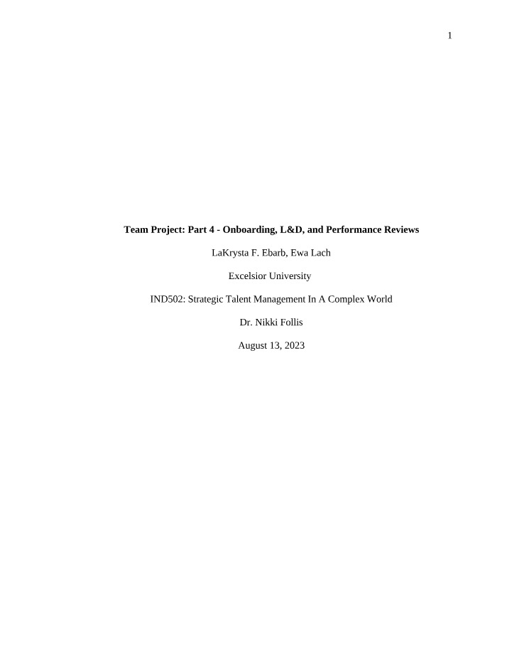 Onboarding, L&D, and Performance Reviews - Team Project Part 4