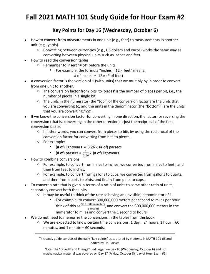 Hour Exam 2 Study Guide