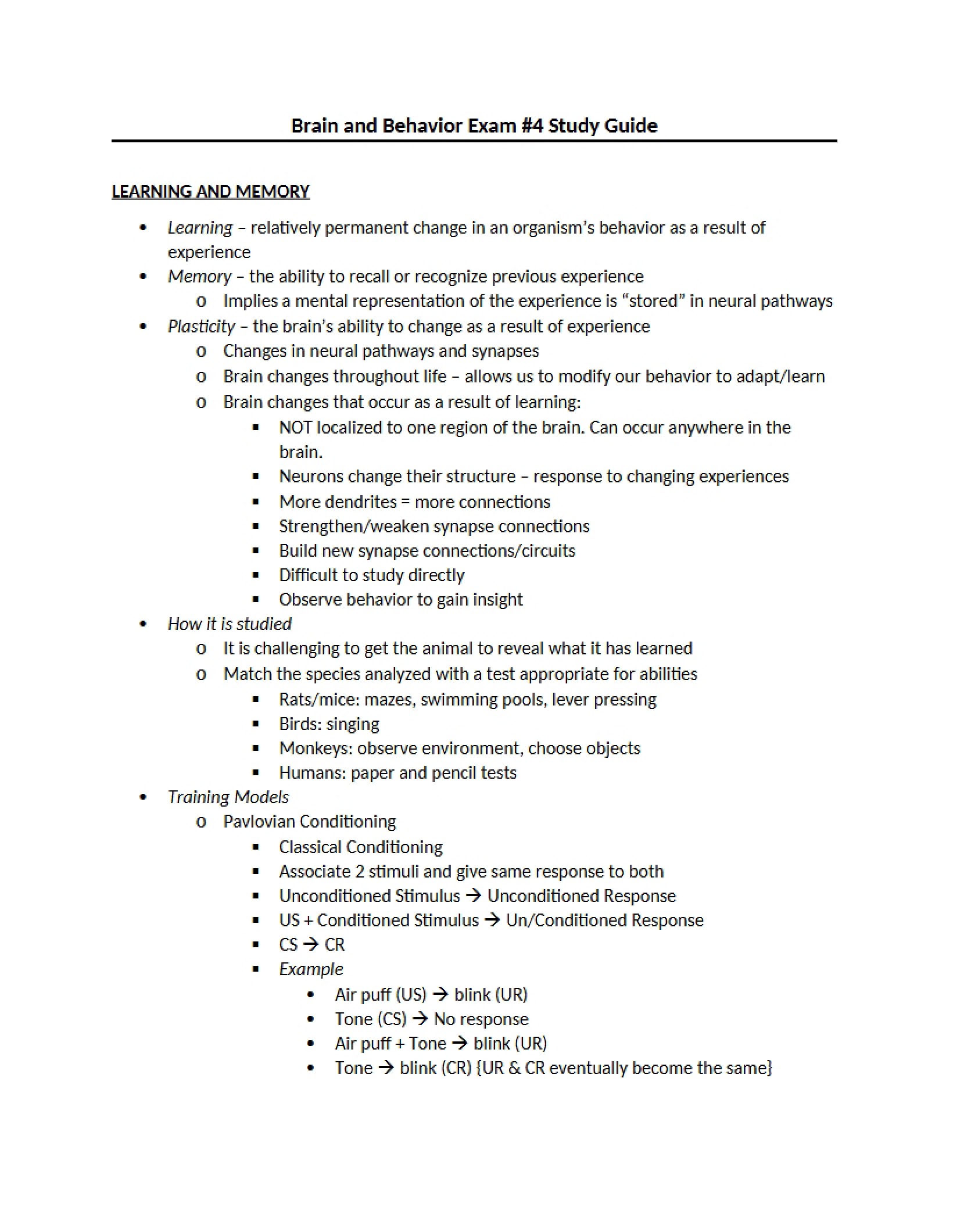 Study Guide for Exam 4
