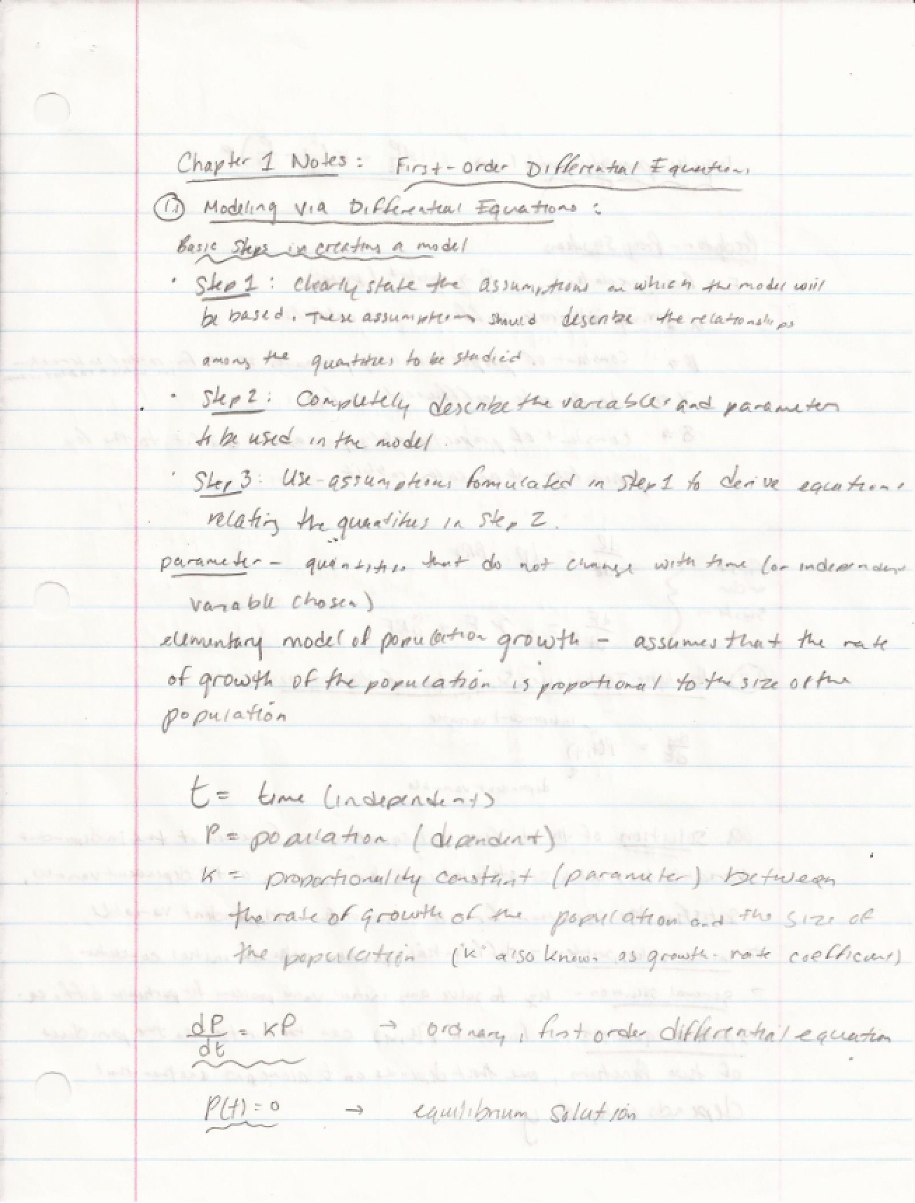 First Set of Notes for Differential Equations