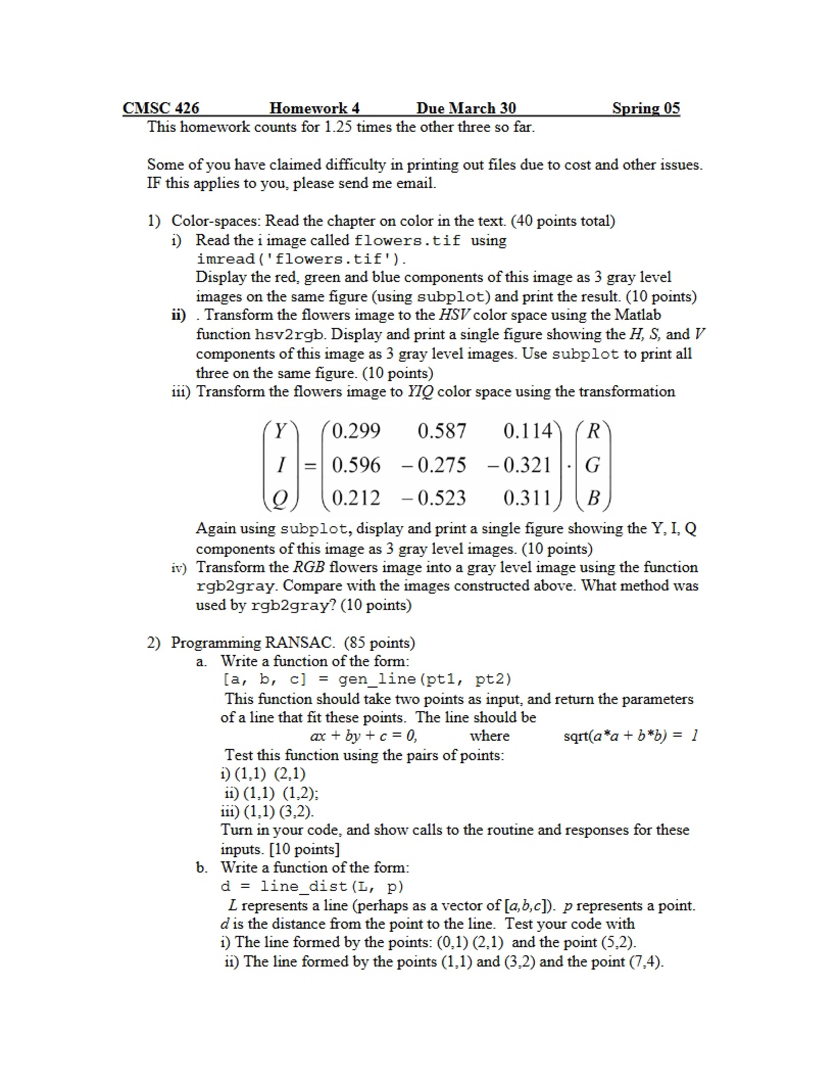 Fourth Homework