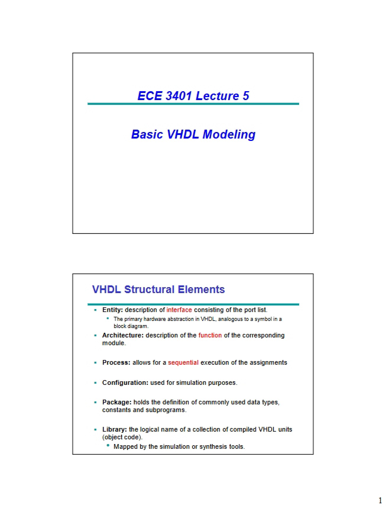 Basic VHDL Modeling