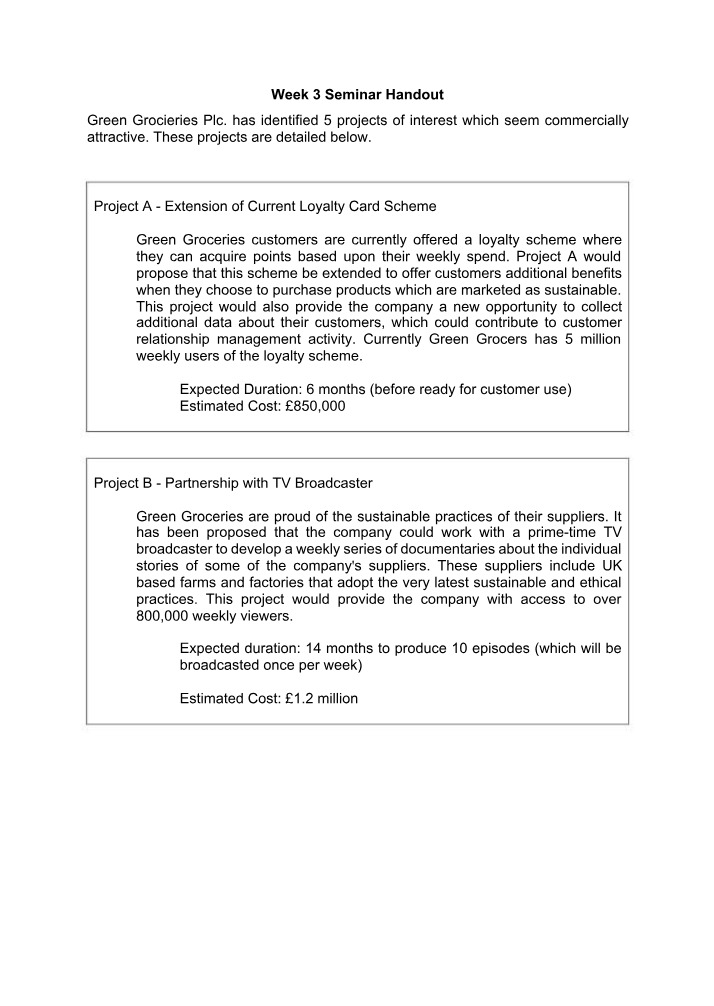 Seminar Handout for Week 3