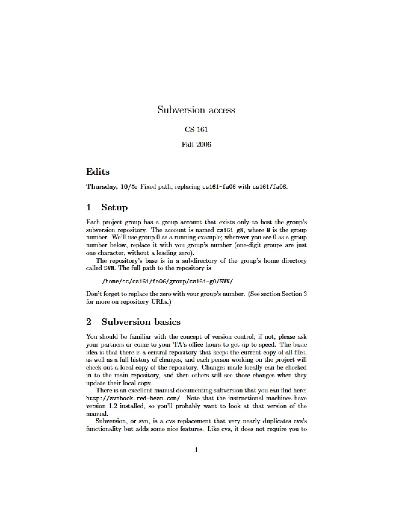 Access to Subversion