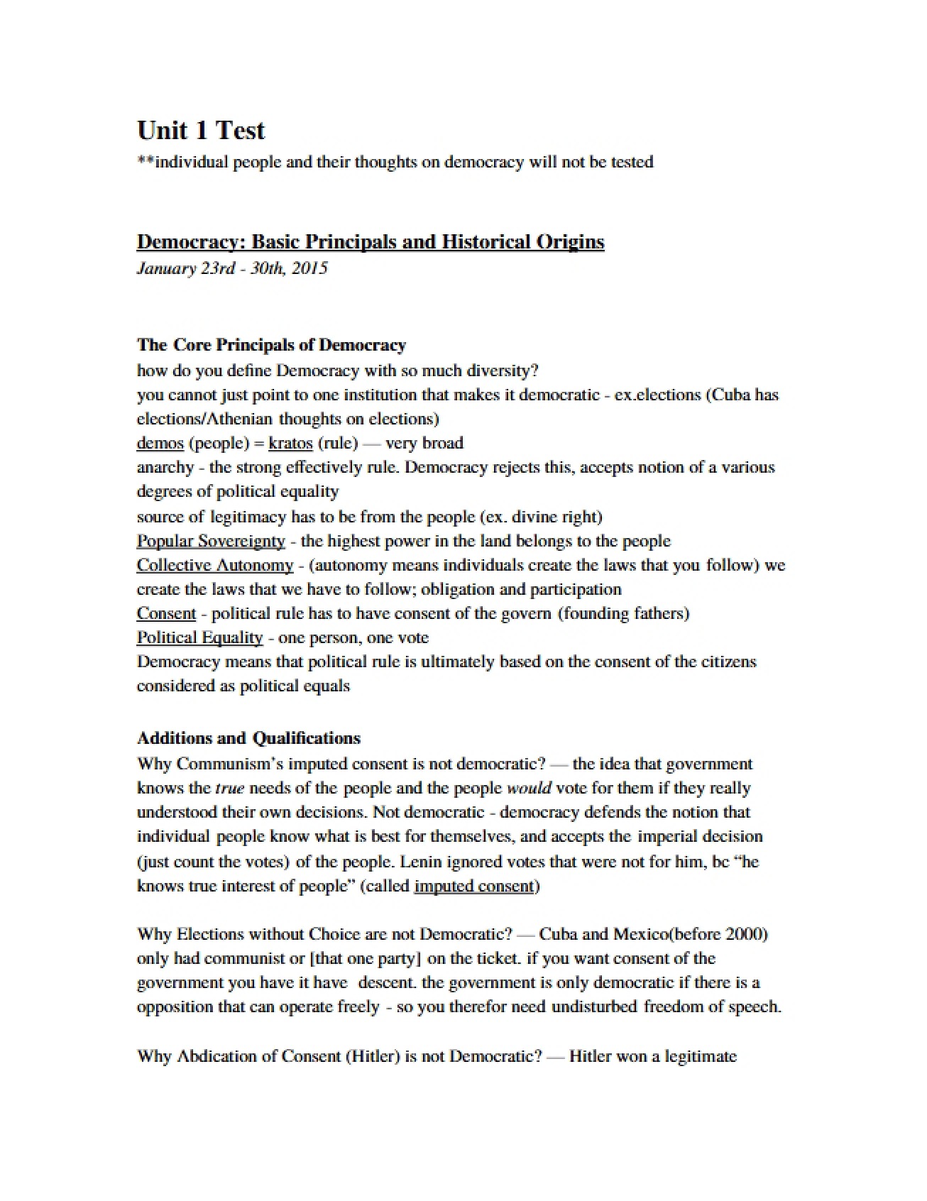 Historical Origins and Basic Principles of Democracy