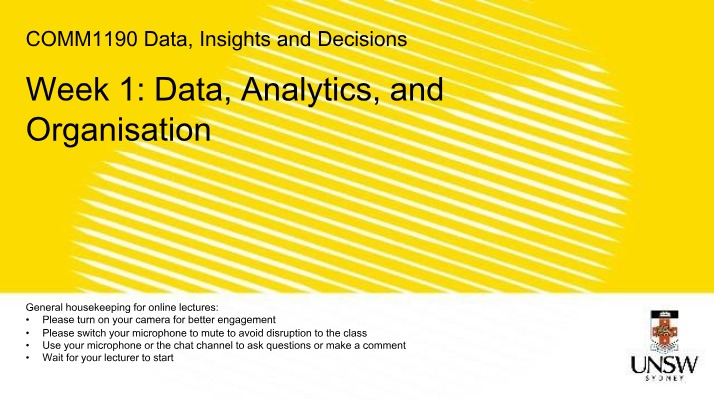 Data, Analytics and Organisation - Week 1