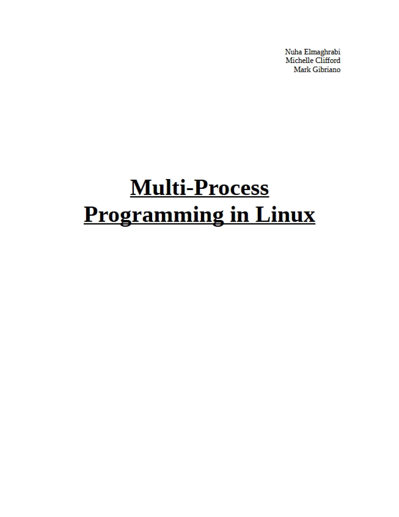 Multi-Process Programming in Linux
