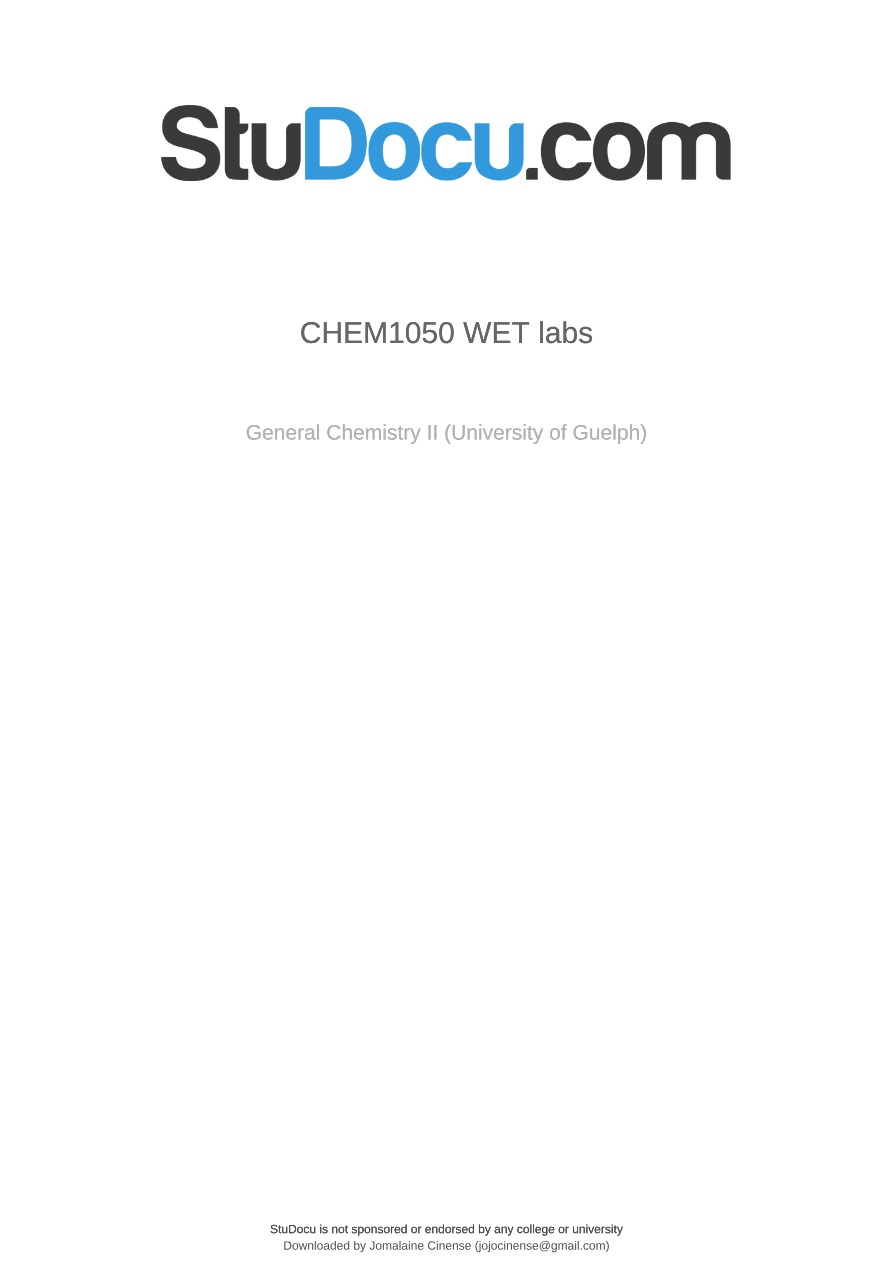 WET Labs Report - General Chemistry II