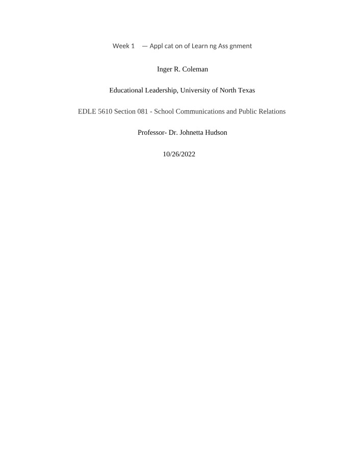Week 1.7 Assignment - Application of Learning