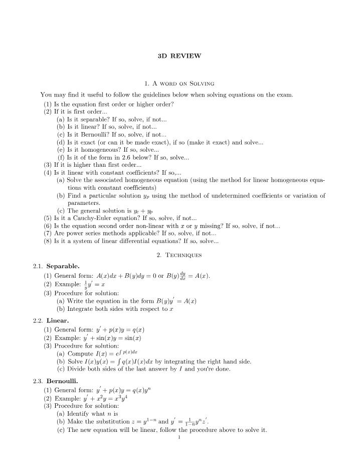 Strategies for Solving Differential Equations