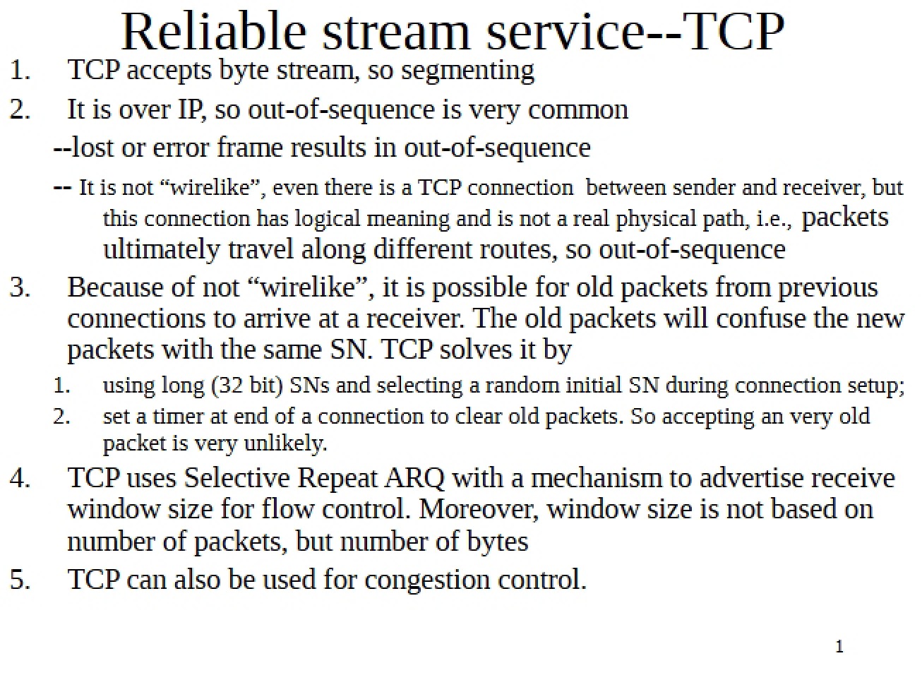 TCP Reliable Stream Service