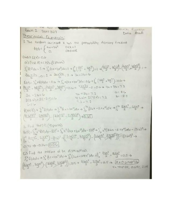 Exam 1 Solutions for STAT 327