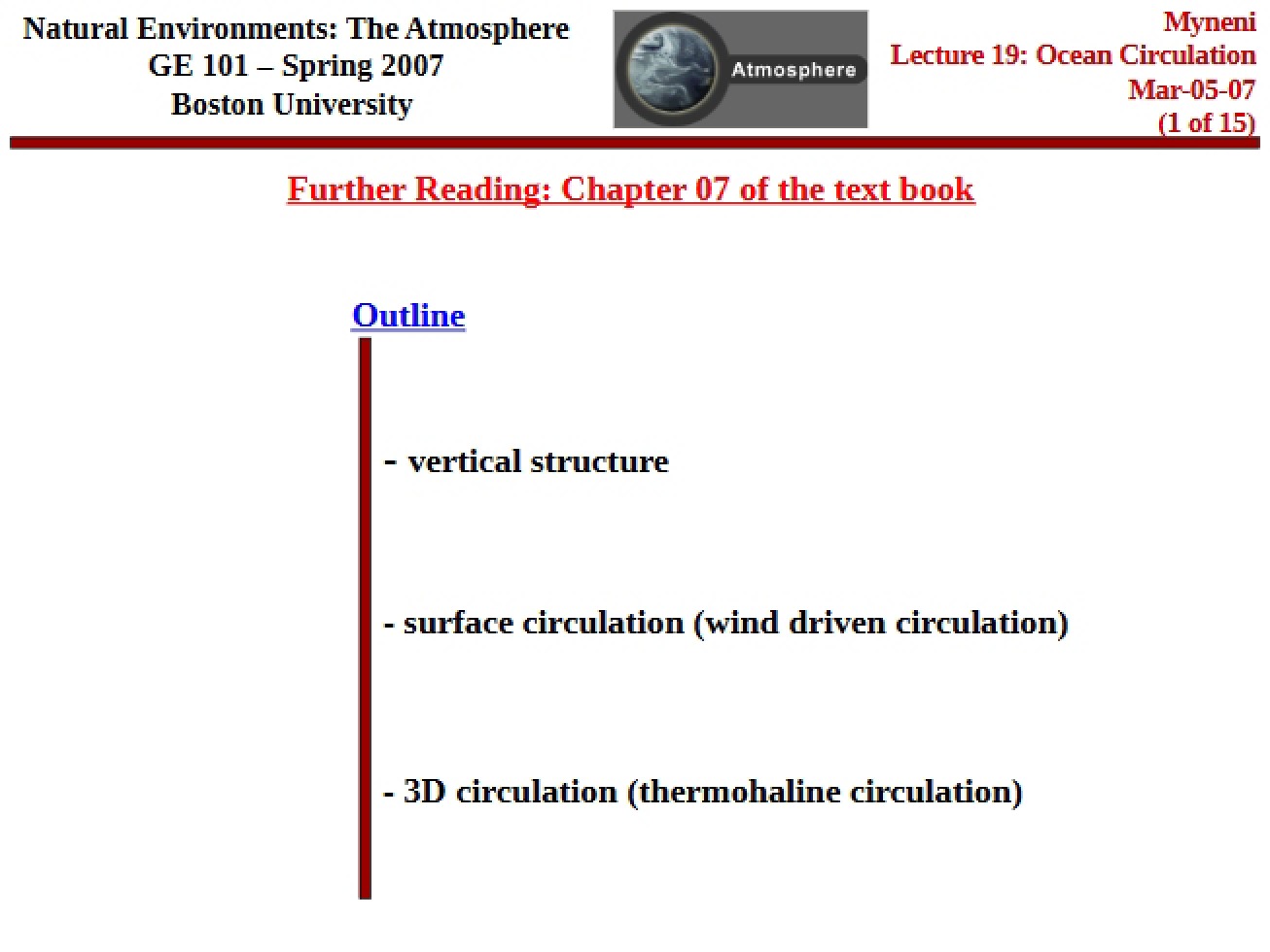 Circulation of the Ocean