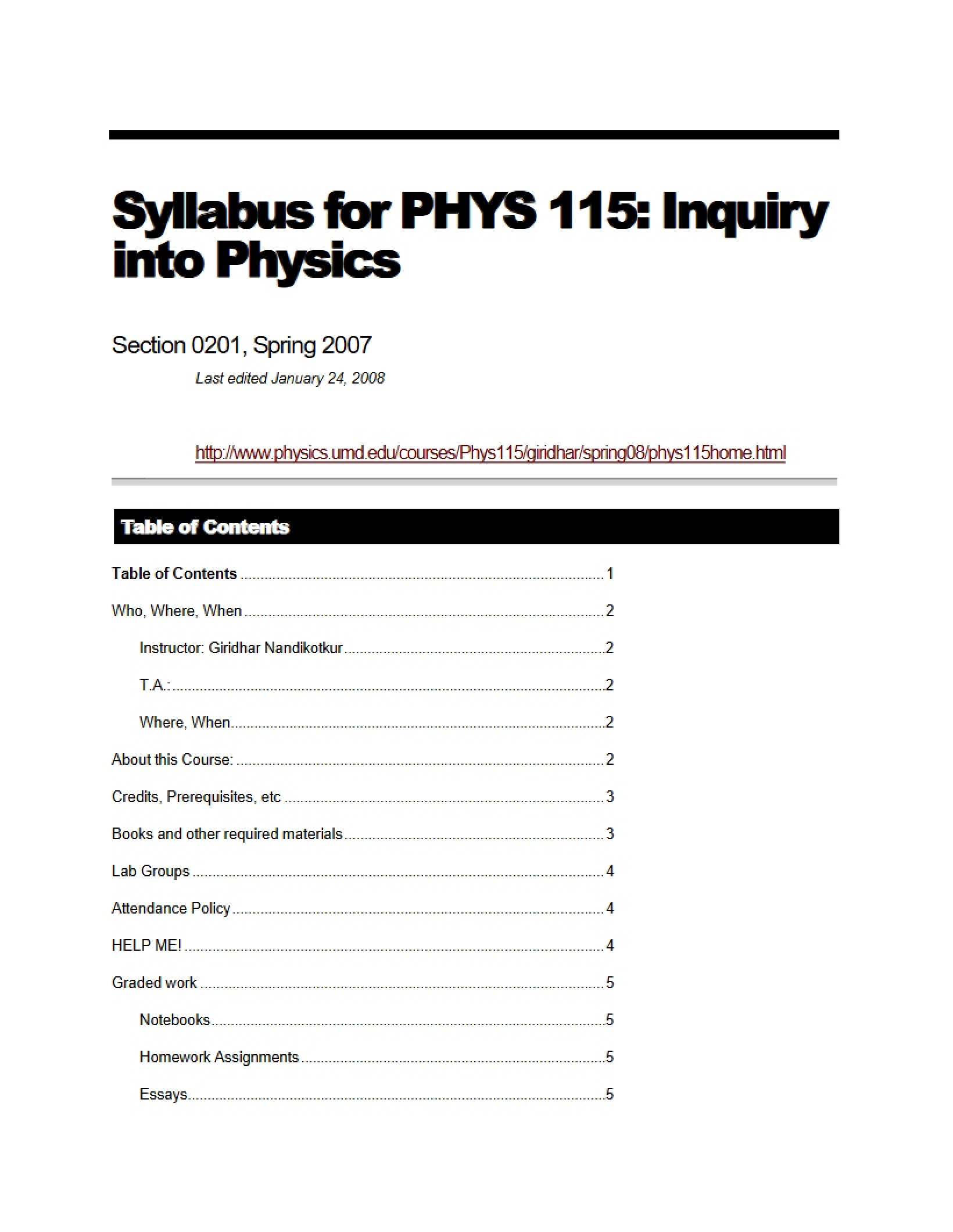 Inquiry Physics Outline