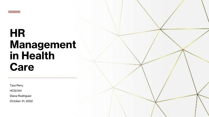 Human Resources Management in Health Care
