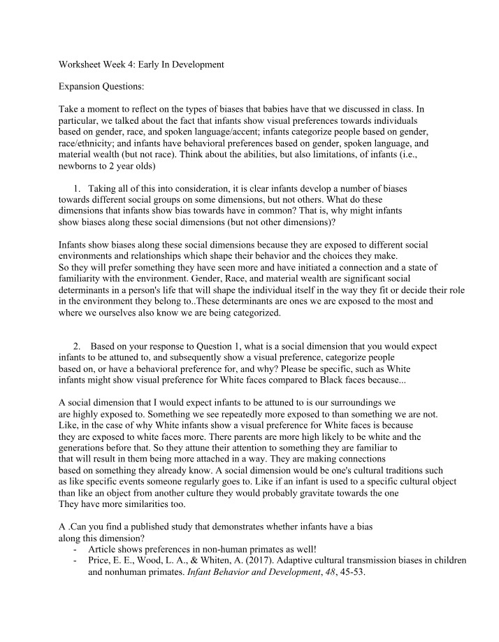 Infants' Biases and Social Dimensions