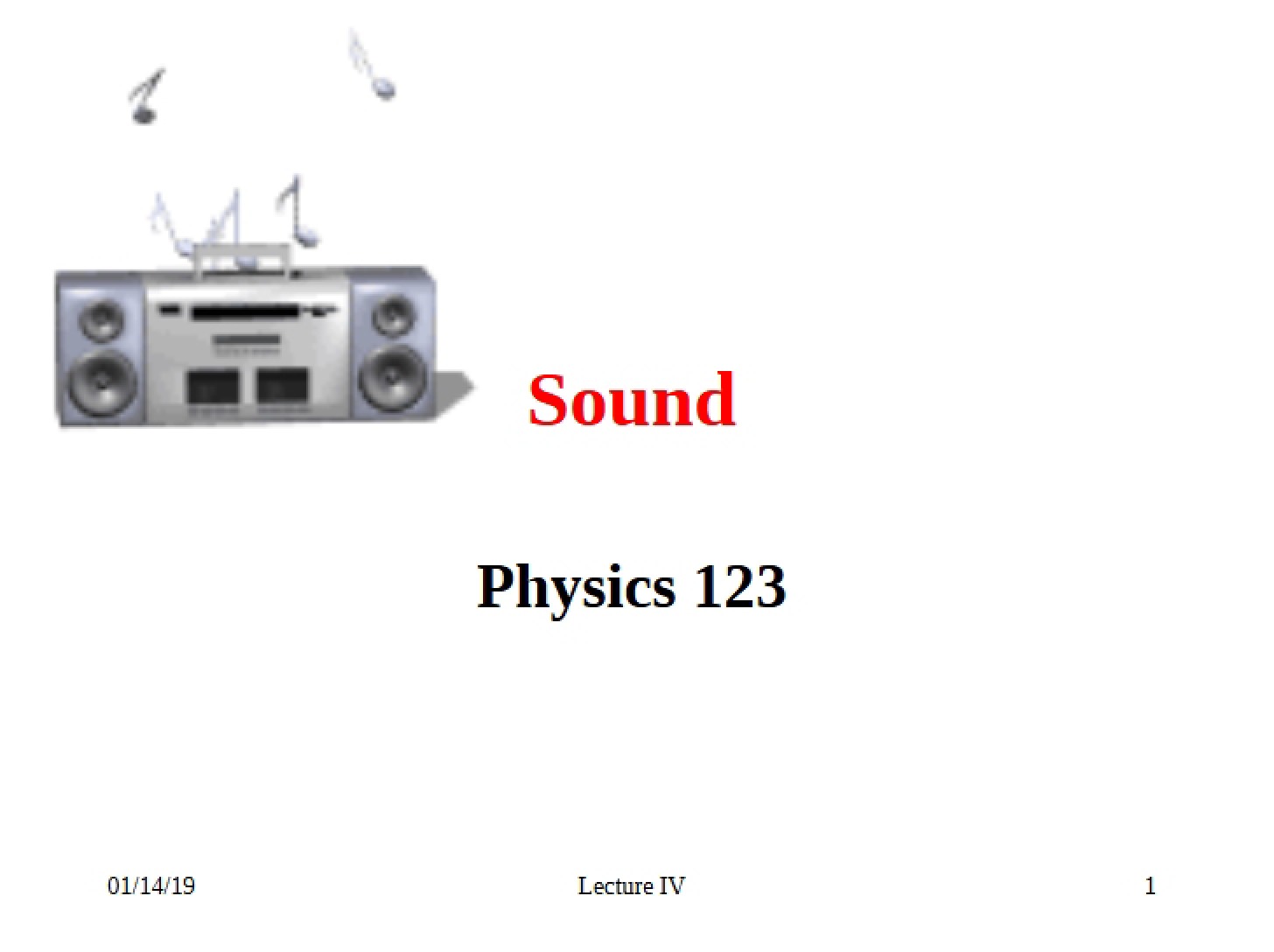 Sound Notes (Lecture 4)