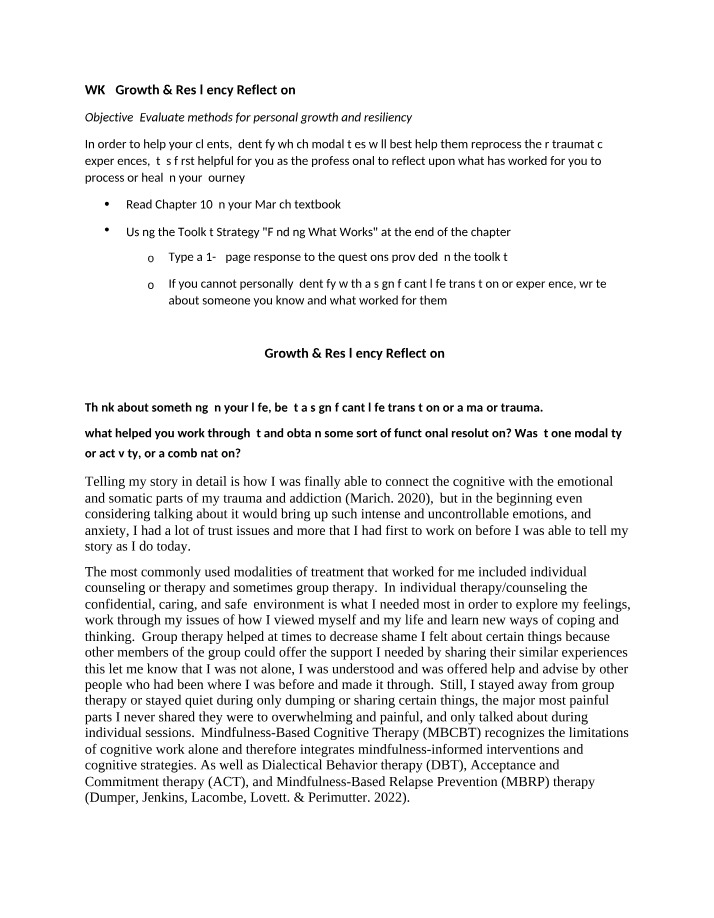 WK5 Growth and Resiliency Reflection