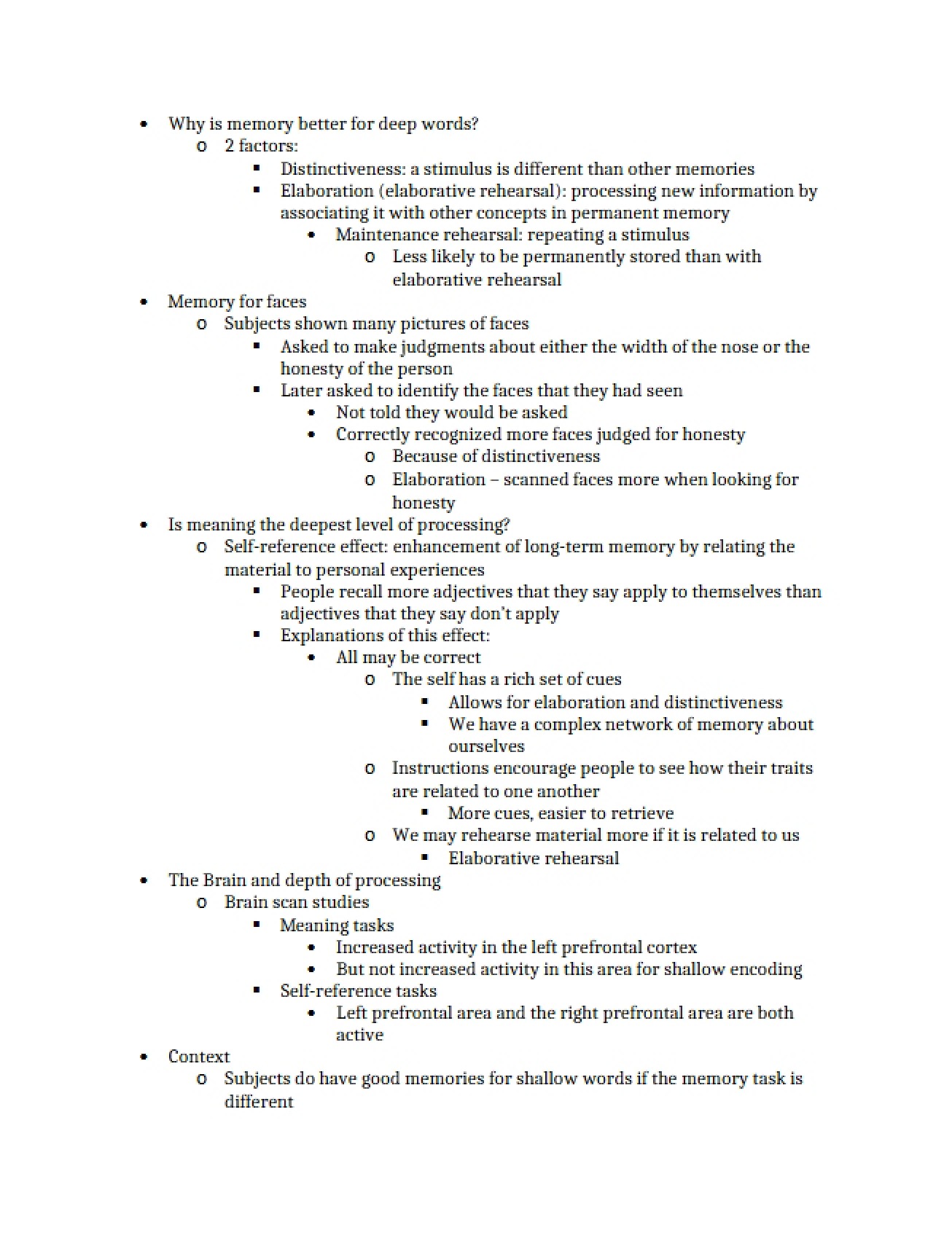Notes from a Cognitive Psychology Lecture