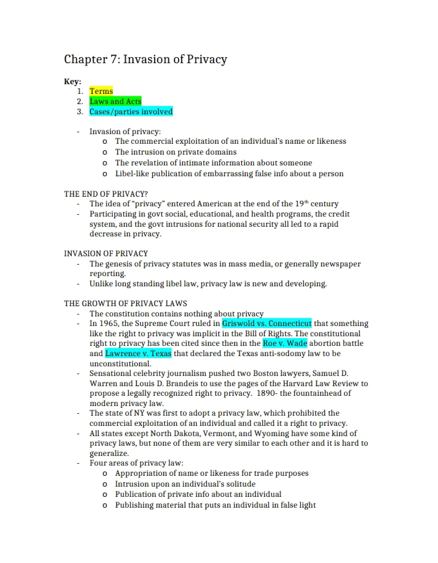 Chapter 7 Legal Issues in Privacy