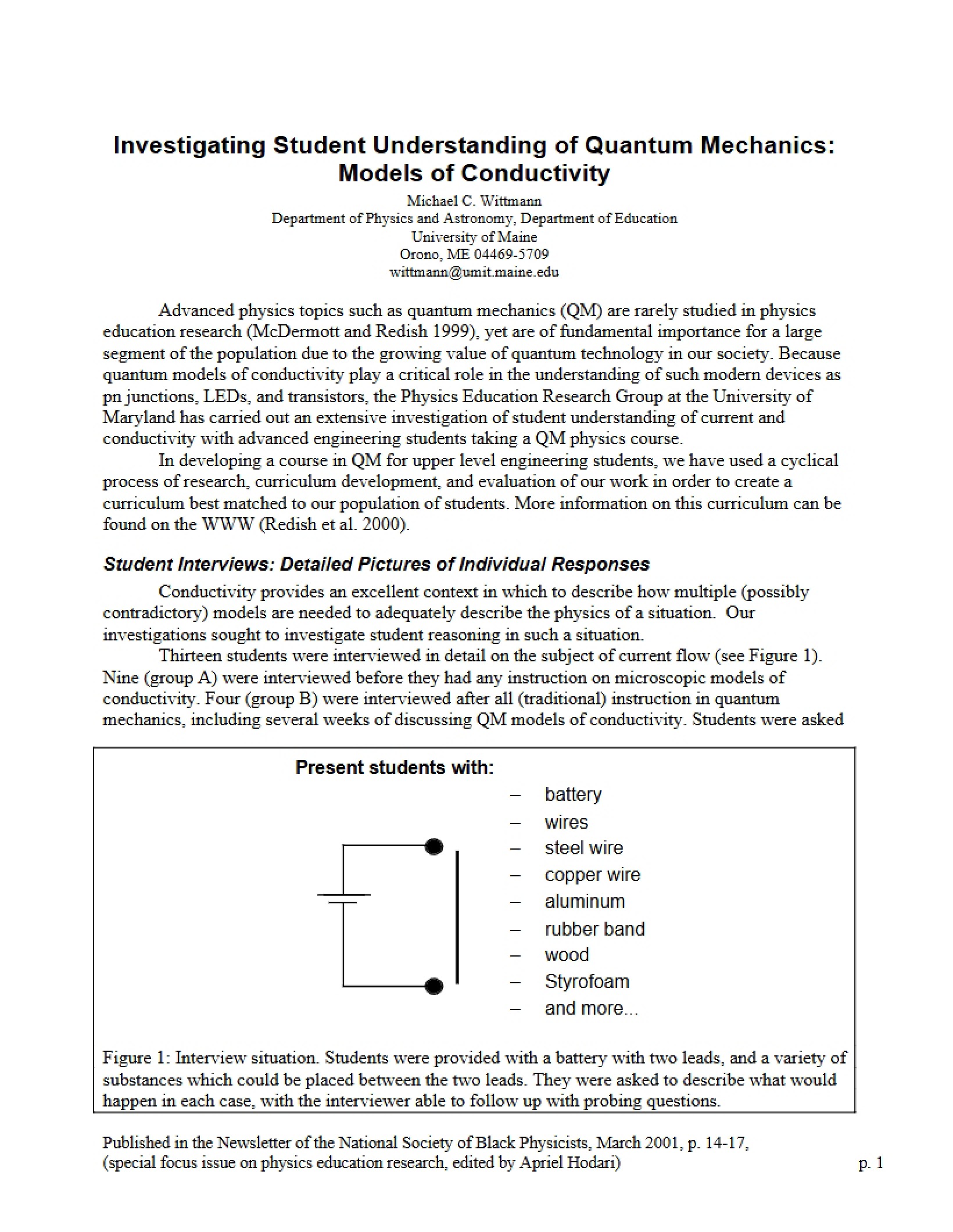 Quantum Mechanics Understanding Conductivity Models Investigation