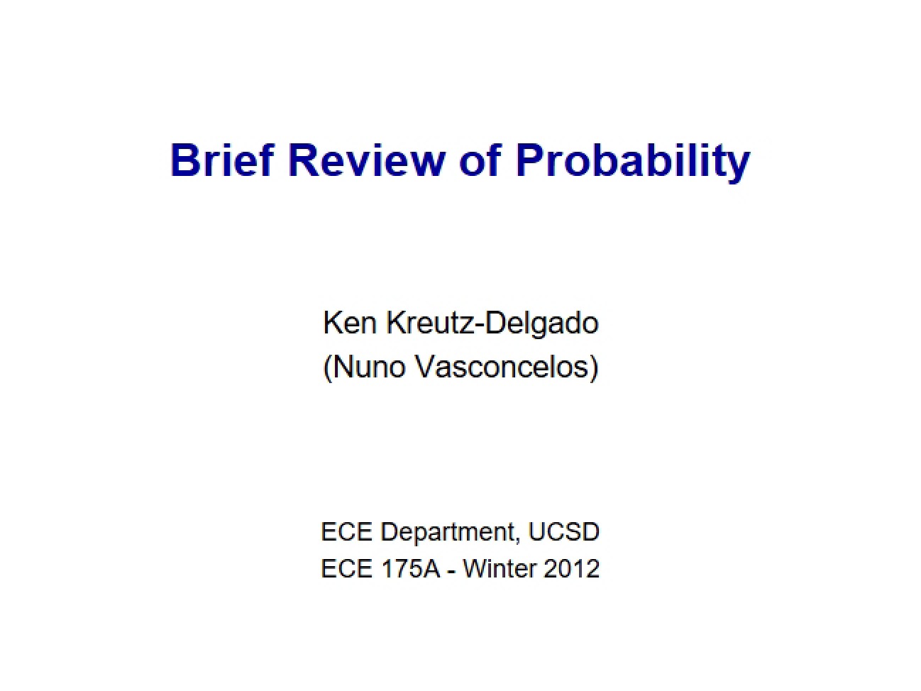 Probability Review for Machine Intelligence