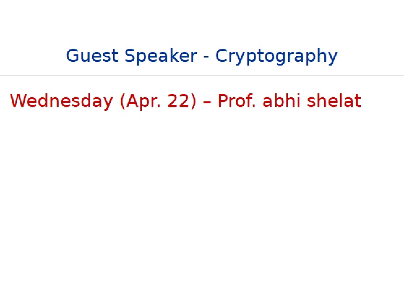 Guest Lecture Cryptography