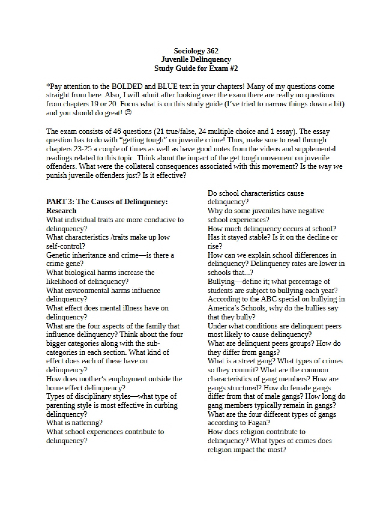 Exam Two Guide for Study