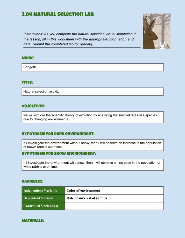 Natural Selection Lab - Analyzing Survival Rates