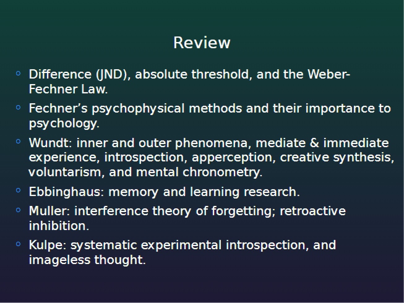 Review Slides for Second Test