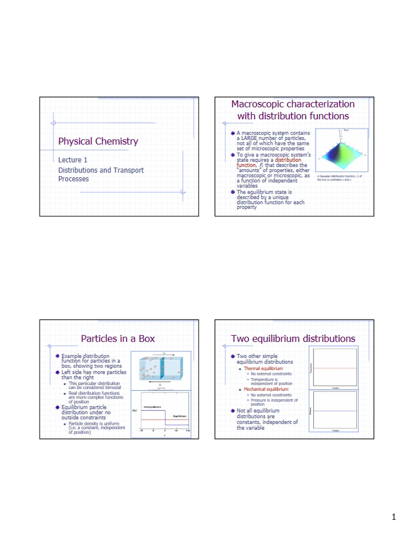 Transport Processes and Distributions