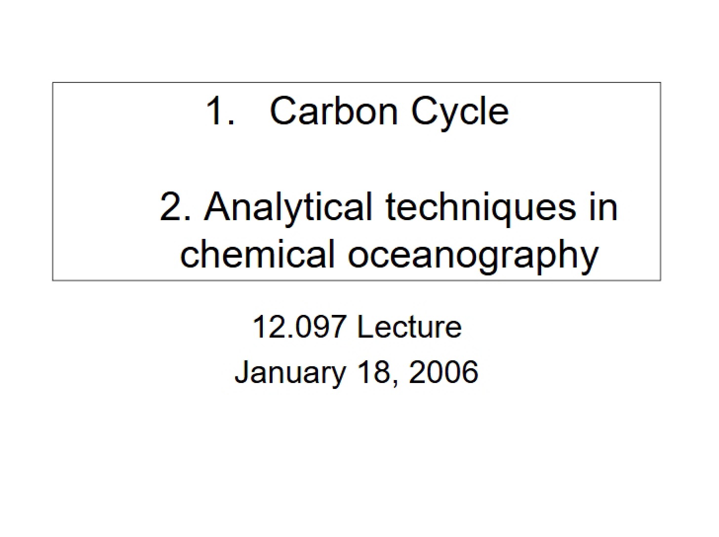 Cycle of Carbon