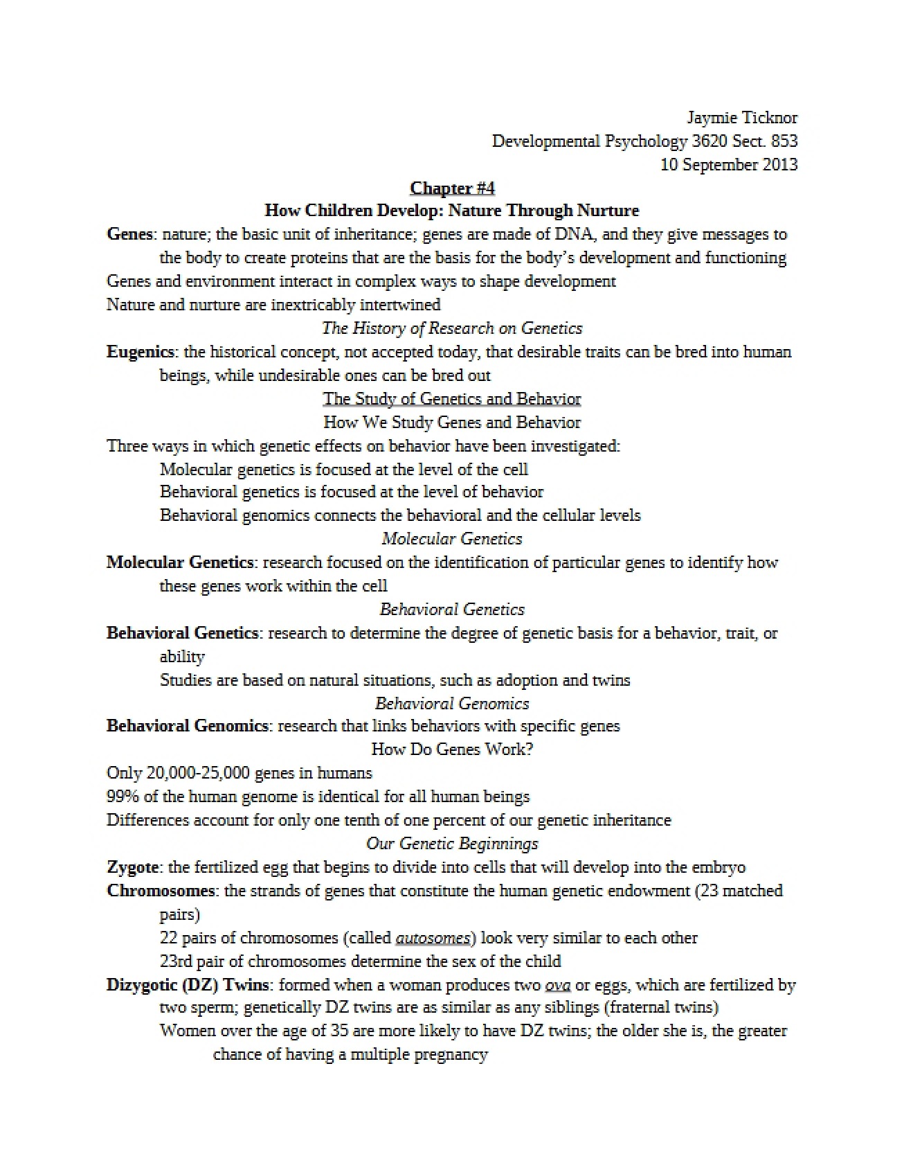 Developmental Psychology Chapter Four