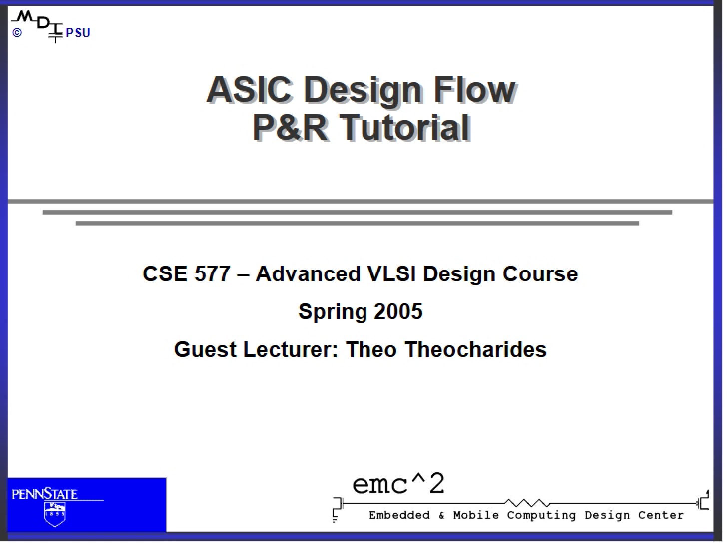 Tutorial ASIC Design Flow P&R